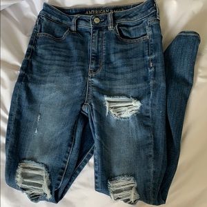 Super high rise ripped jeans